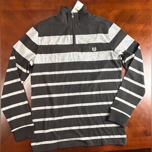 New Chaps Men's Black and Gray Zip-Up Sweater size M